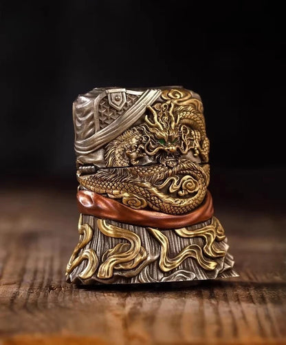 Zippo Lighter Guan Yu God of War Luminous Double Armor Copper Statue 30cm NEW