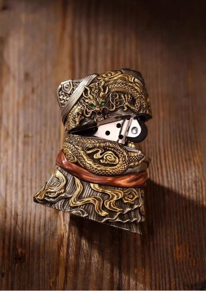 Zippo Lighter Guan Yu God of War Luminous Double Armor Copper Statue 30cm NEW