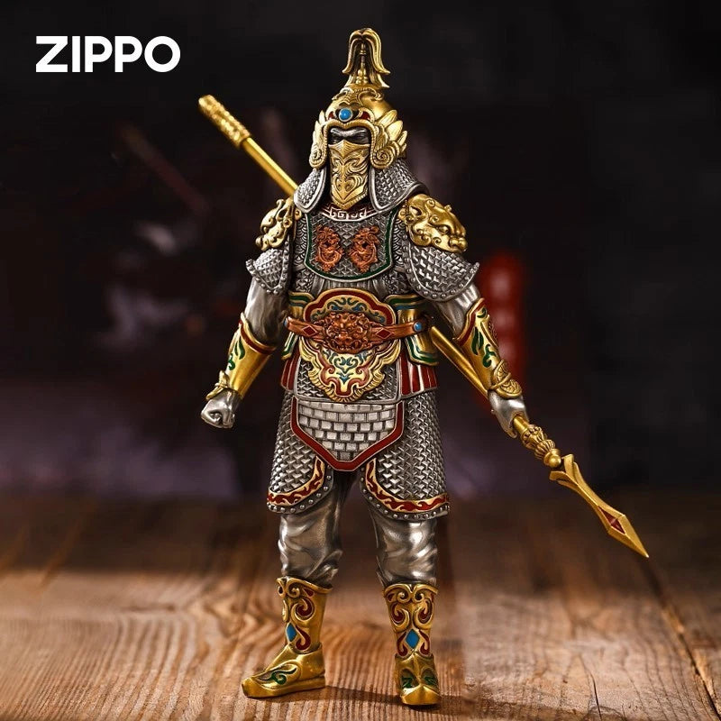 Luminous General Figure Armor &amp; Zippo Lighter, 369g Heavy, Chinese Warrior Art