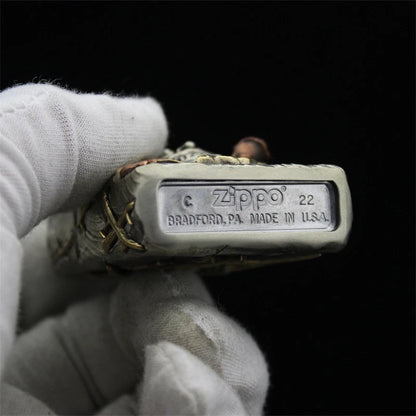 Double Armor Zippo Set - Luminous Joker "Why So Serious?" - Glow-in-the-Dark Custom Art Lighter